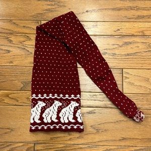 100% wool knitted cap with polar bear design and pom pom.  Never worn!